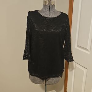 Adrianna Papell Lace Top With Bell Sleeves